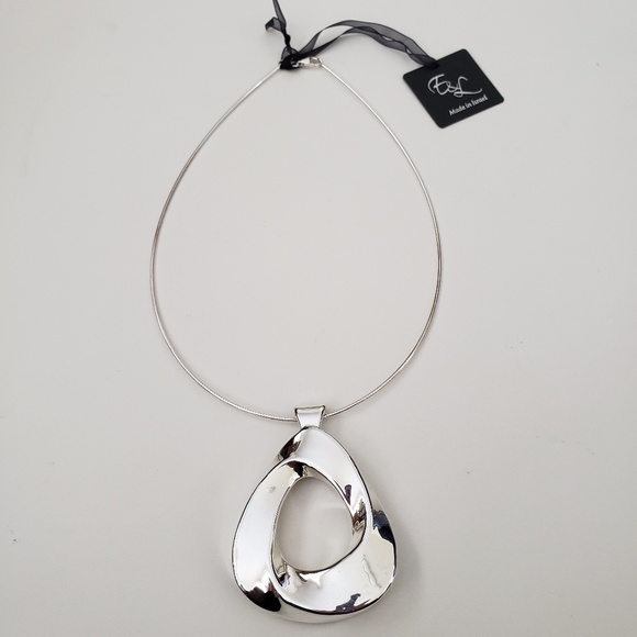 E&L Jewelry - E&L Israel Sterling Silver Omega Chain Electroform Pendant Necklace